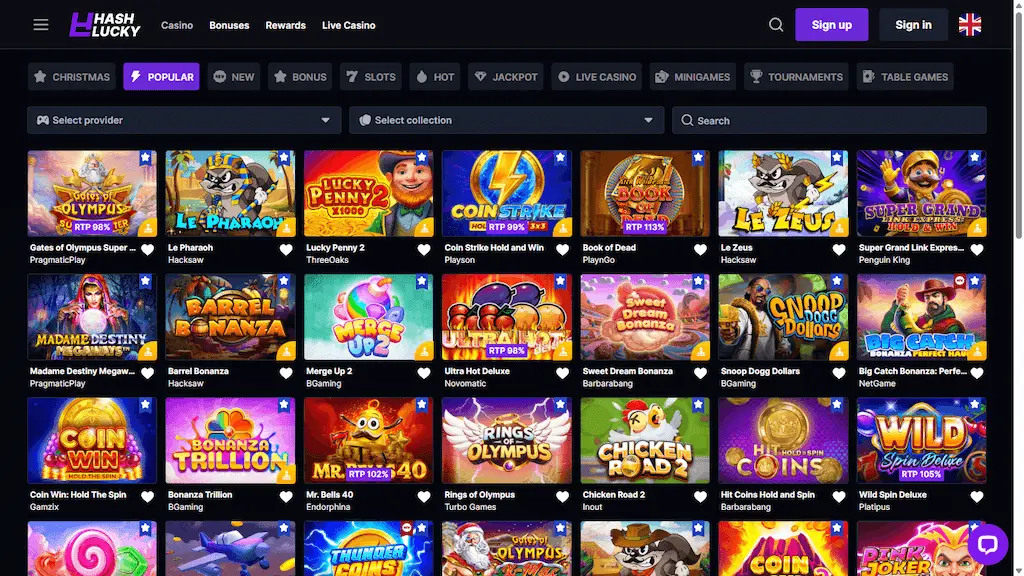 Hashlucky Casino Bonussen en Promocodes 2026 image 2
